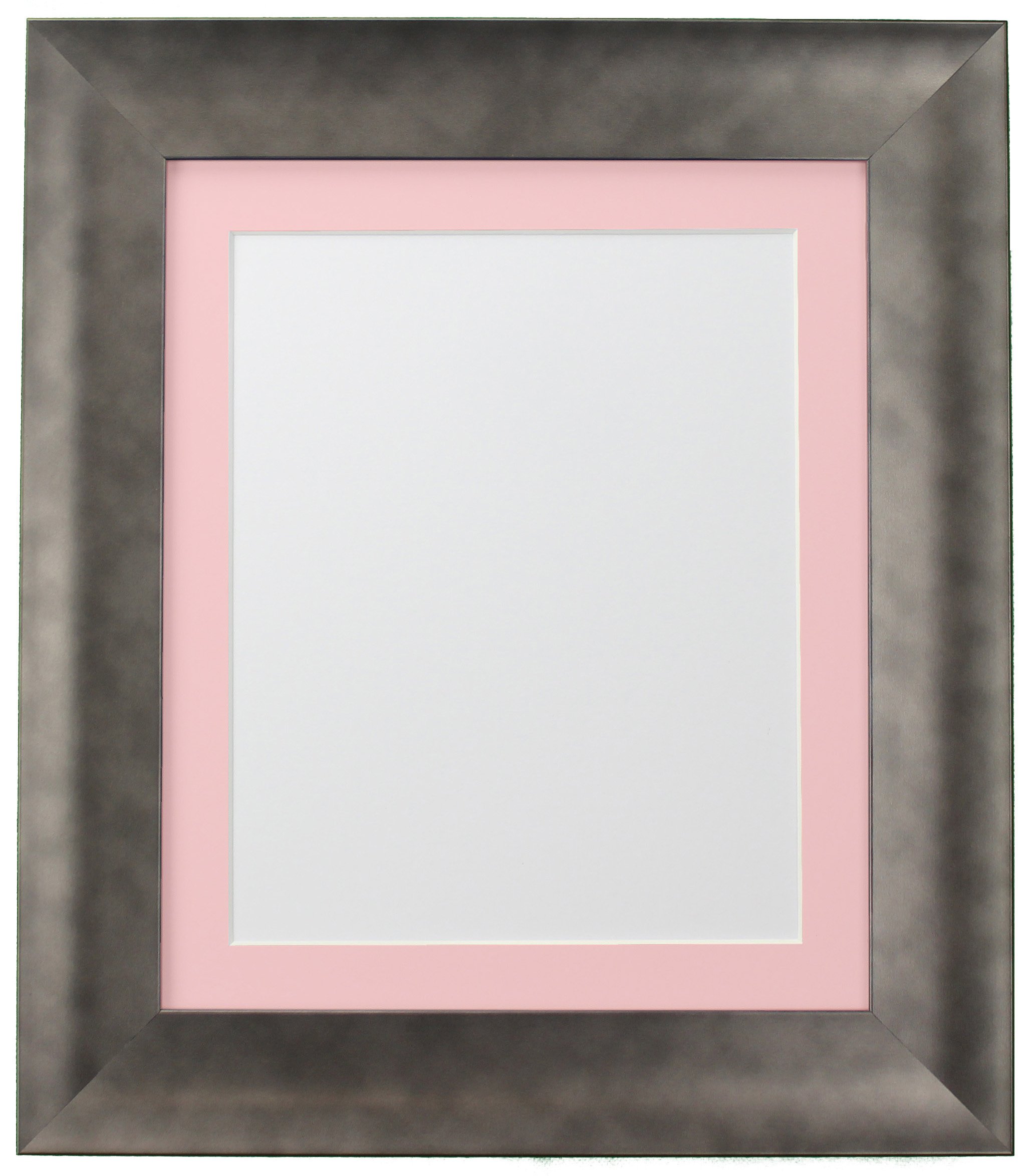 FRAMES BY POST Hygge Picture Photo Frame, Pewter with Pink Mount, 10 x 8 Image Size 7 x 5 Inches