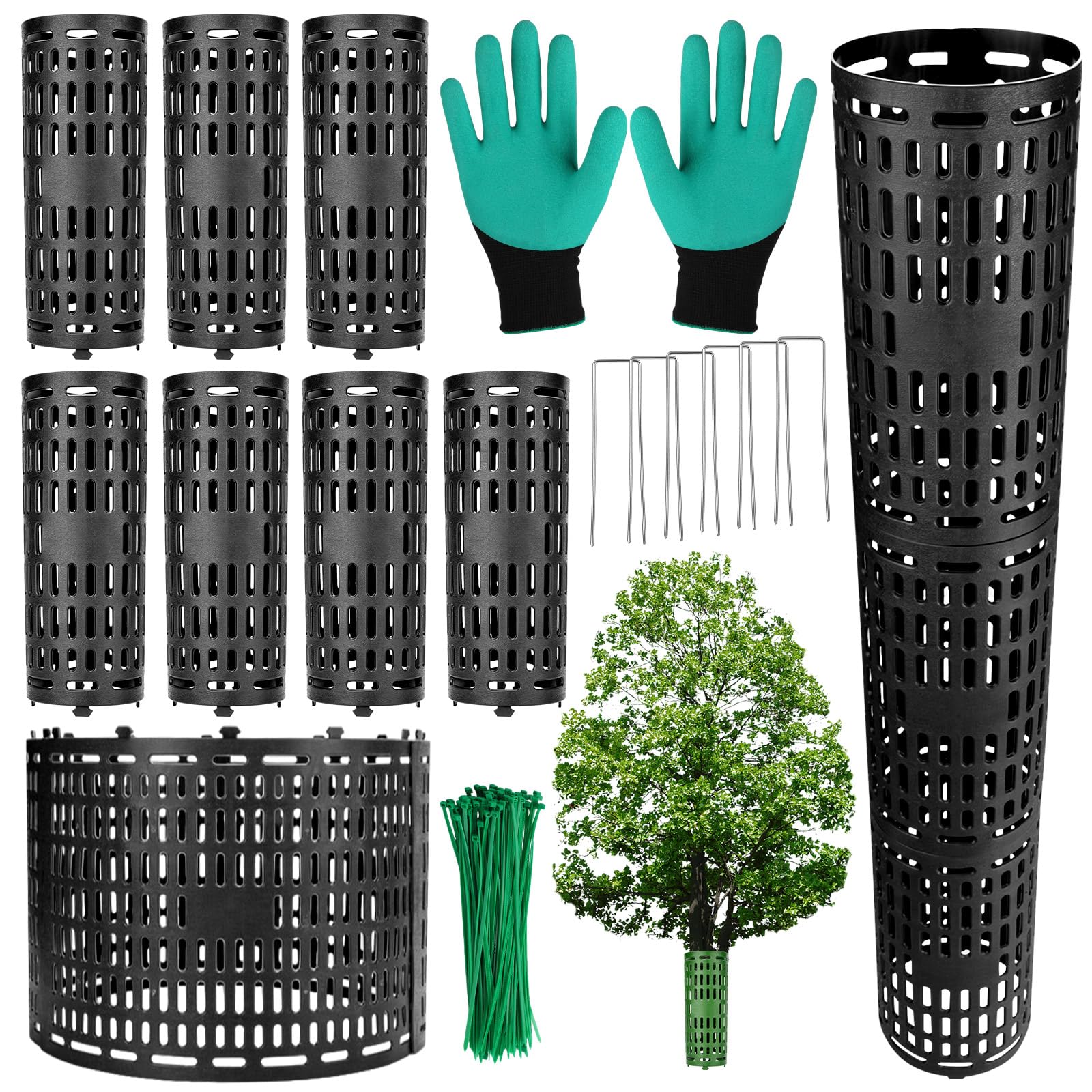 Photo 1 of YGAOHF Tree Trunk Protector, 7 Pack Tree Trunk Protector Guard, Heavy Duty Expandable Tree Wrap, Black Tree Protectors from Trimmers, Mowers, Animals, Perfect for Saplings and Fruit Trees
