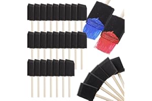 REDOVANT 120 Pcs Foam Paint Brushes, 2 Inch Foam Brush for Painting, Bulk Sponge Brushes with Wood Handles, Art Paintbrushes Set for Staining, Varnishing, Finishing, Touchup and DIY Craft Projects