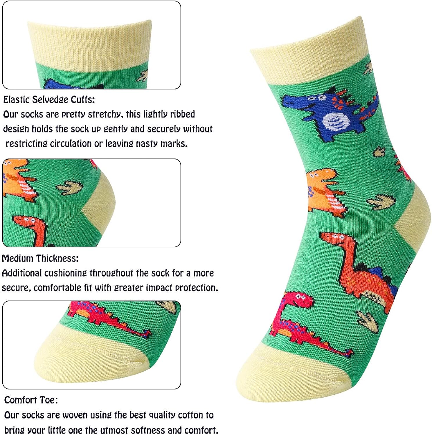 HAPPYPOP Boys Crew Socks Novelty Crazy Shark Animal Space Sports Food Socks for Kids Gift Box: Clothing