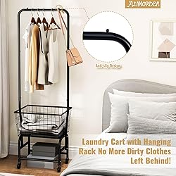 ALIMORDEN Laundry Cart with Clothes Rack, Rolling