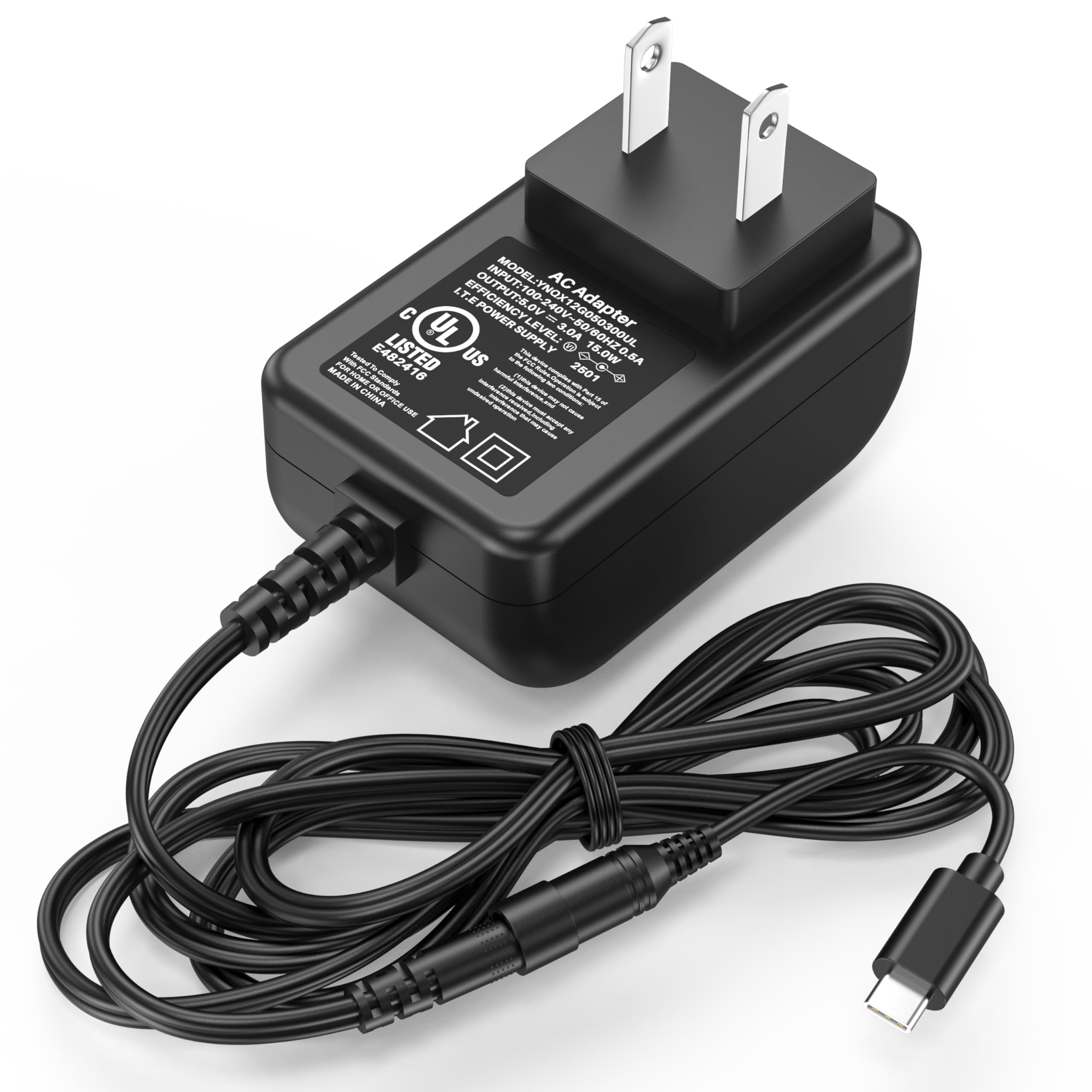 Photo 1 of 5V Type C Jump Starter Charger Replacement Fit for Gooloo Power Cord AC Adapter for Gooloo GP4000 GP3000 GP2000 Portable Car Jump Starter, Charging Plug for Gooloo 1000mA 2000mA 3000mA Peak Type-C