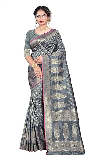 Sareeka Saree Womens Jacquard Art Silk Saree With Unstitched Blouse Piece