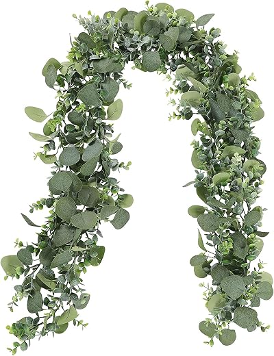 LOMOHOO Eucalyptus Garlands 2 Pack 5.7ft Mixed Leaves Greenery Vines