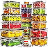 HOMETALL 50-Piece Food Storage Containers with Lids (25 Containers & 25 Lids), Airtight Reusable Meal Prep Containers for Lunch, Plastic Kitchen Storage Containers with Labels & Marker Pen