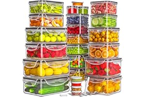 HOMETALL 50-Piece Food Storage Containers with Lids (25 Containers & 25 Lids), Airtight Reusable Meal Prep Containers for Lunch, Plastic Kitchen Storage Containers with Labels & Marker Pen