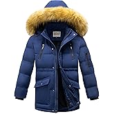 WULFUL Boy's Winter Coat Waterproof Fleece Lined Parka Jackets Kids Hooded Puffer Outerwear