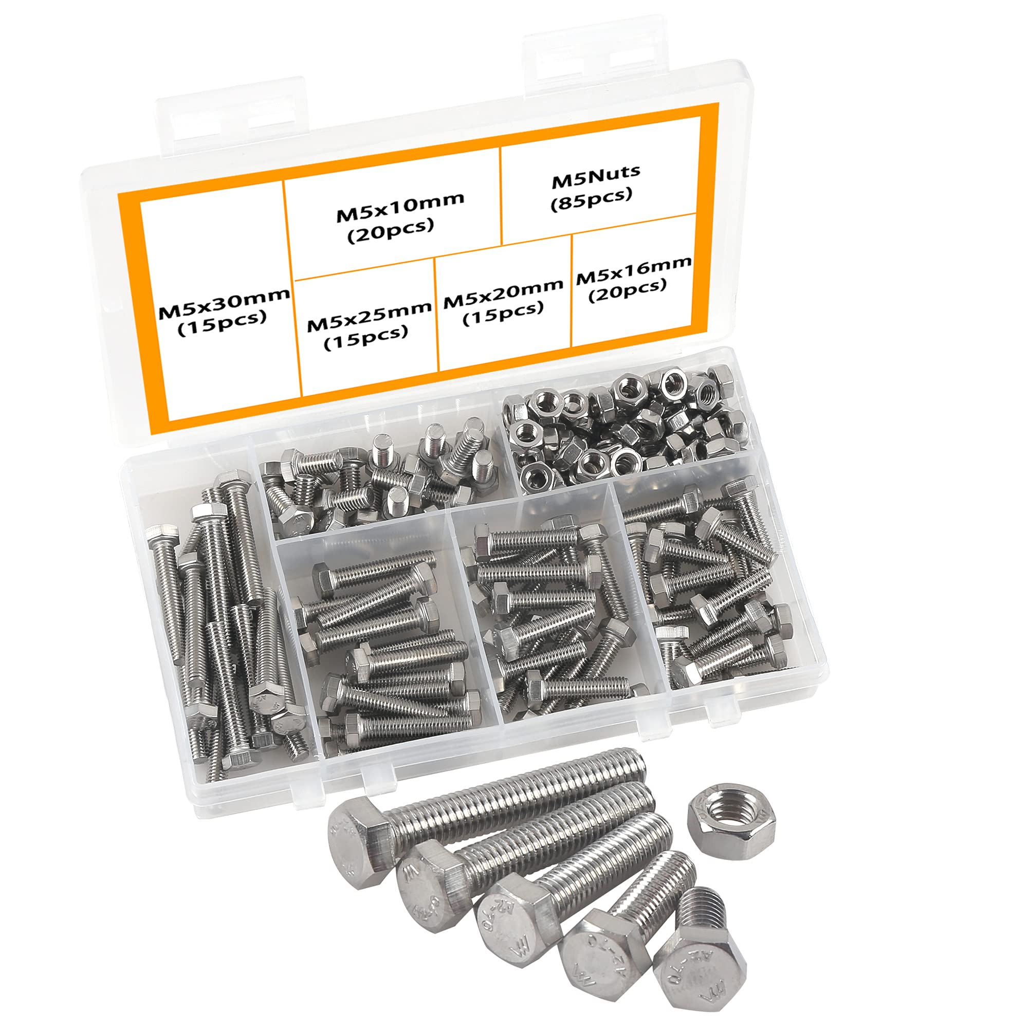 M5 Stainless Steel Self-Drilling Screws - 304 Stainless Steel Knob, Hexagonal Head Socket Head Cable Bolts With Nuts Assortment