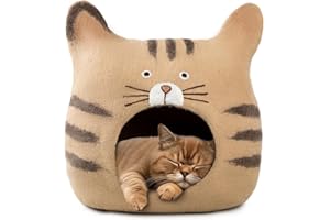 WOOLYGON Wool Himalayan Cat Cave - Extra Warm Handcrafted from Eco-Friendly - Stylish Brown Design - Ultimate Indoor Comfort