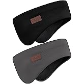 Oliumt Winter Ear Warmer Headband for Men Women Double-Layer Knit Ear Muffs Cover with Fuzzy Lining for Running and Cycling (Black, Dark Grey, One Size)