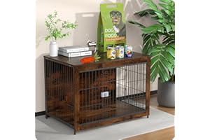 RUPZEN Dog Crate Furniture, Wooden Dog Crate 27in, Decorative Cage with End Table for Dog Indoor Kennel, High Anxiety Dog, Escape-Proof Locks for All Breeds