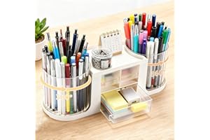Organiseur de bureau avec porte-crayons rotatif à 360°, organiseurs de bureau et rangement pour bureau, école, maison, 10 emp