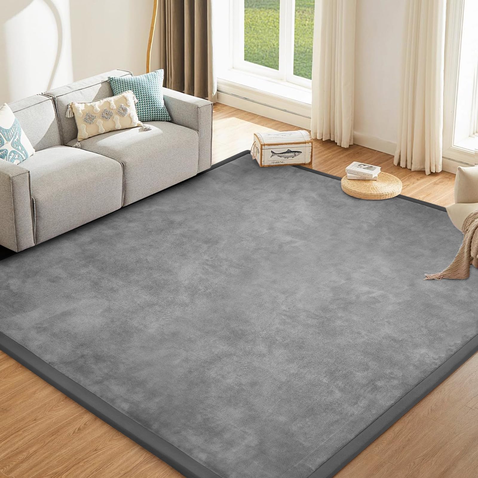 Photo 1 of ********SIMILAR****** NO RFETURNS **** FINAL SALE***** ILPEOD Baby Play Mat for Floor Nursery Rug Muscle Mat Area Rug Playroom Rug 79"x110" Playpen Mat Memory Foam 1.3" Thick Crawling Mat For Babies,Toddlers, Infants, Kids,Grey