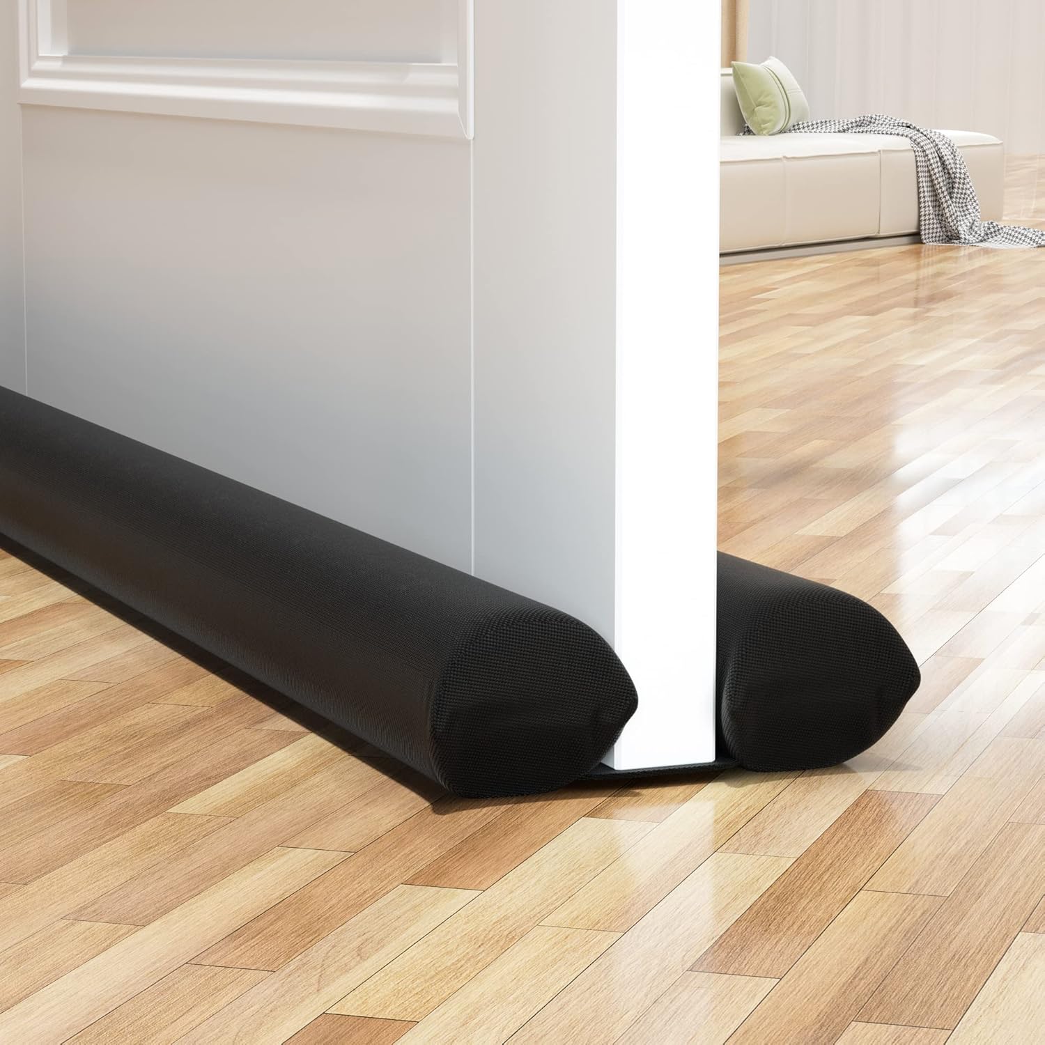 Draft Stoppers - LEPAYU Door Draft Stopper Twin Double-Sided Under Door Noisy and Light Blocker with Durable Nylon Cover, 35 inch Adjustable Cold Air Breeze Blocker for Interior Doors and Windows