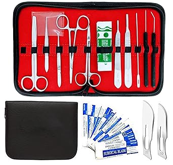 Amazon Com 30 Pcs Advanced Biology Lab Anatomy Medical Student Dissecting Kit Set With Scalpel Knife Handle Blades Ideal For Student Hobby Taxidermy And More Des Kit 110 Industrial Scientific