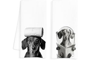 INDAJEDN Dachshund Gifts Bathroom Hand Towels Set of 2, Weiner Dog Hand Towels for Bathroom Washroom Decor, Weiner Gifts for Women, Dachshund Gifts for Lover, 16x24 Inch