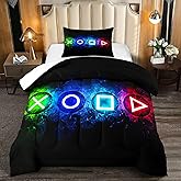 kodhyvj Gamer Comforter Sets for Boys, Twin Gaming Bedding Sets for Boys, Black Video Game Gamepad Twin Bed Sets for Boy Kids Bedroom Home Decor, 1 Comforter and 1 Pillowcase