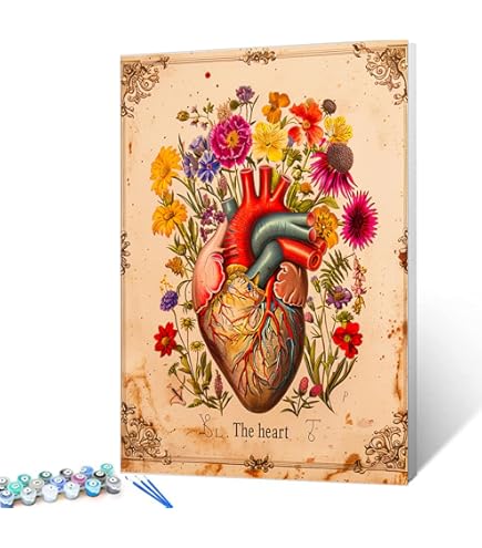 Amazon.com: Floral Heart Blood Vessel Paint by Number for Adults