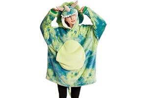 Loiahoer Unisex Adult Tie-dye Triceratops Costume,Microfiber & Sherpa Blanket Hoodie Oversized,One Size Fits All