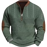 GOFULY Half Zip Sweatshirt Men No Hood Vintage Ethnic Floral Print Pullover Fall Winter Jacket Long Sleeve Clothes 2024