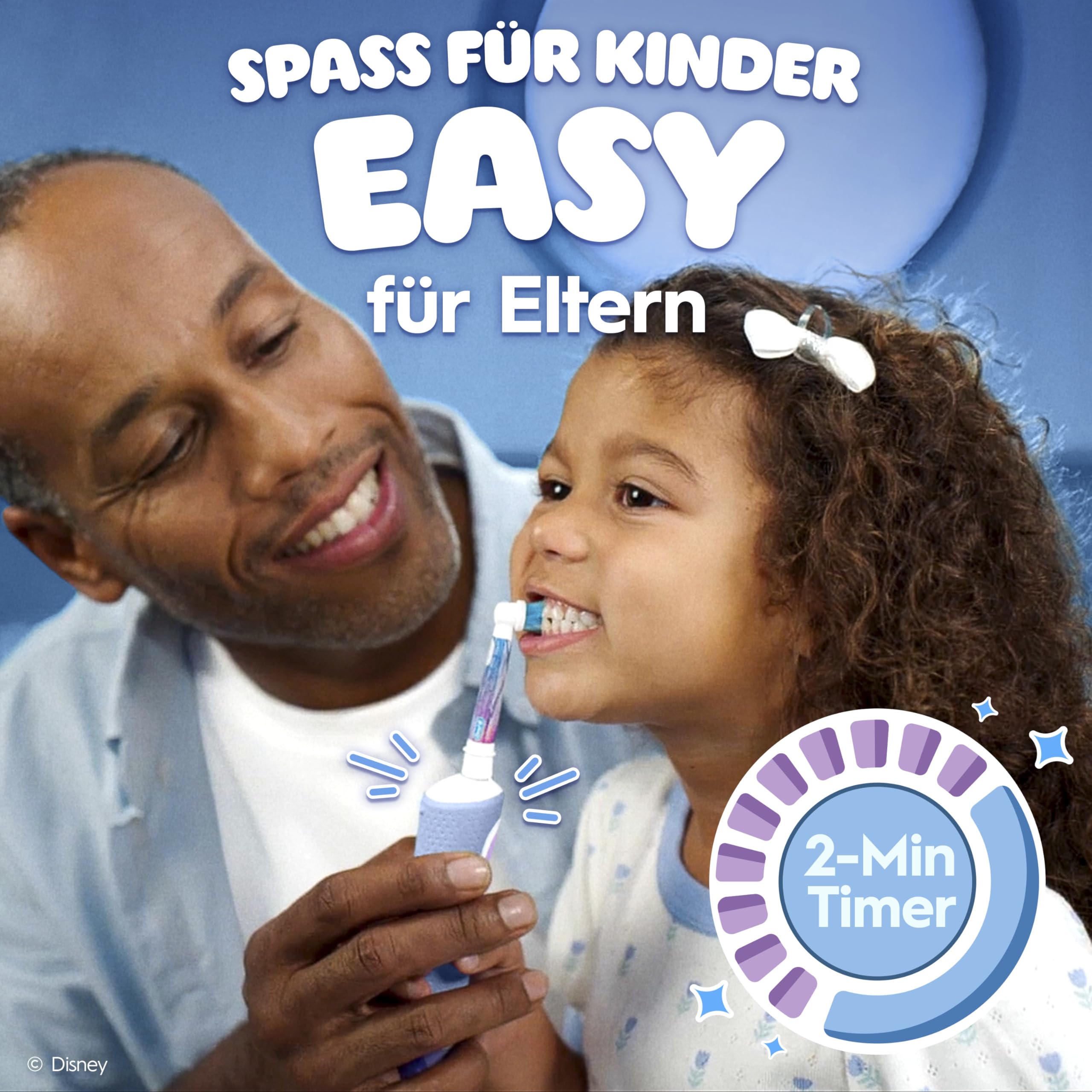 Oral-B Pro Kids Frozen Elektrische Zahnbürste für Kinder — Electric Toothbrush ab 3 Jahren inkl. 1 Aufsteckbürste, Reise-Etui und 2 Putzmodi für Zahnpflege, Blau/Lila 8