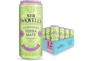 SIR INKWELL'S SIR INKWELL’S Adaptogen Yerba Mate Tea | Healthful Energy + Productivity 150 mg Organic Caffeine | 300mg Ashwagandha Reishi Ginseng |Non-GMO Certified | Wild Berry & Pomegranate 16oz 12pk