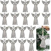 Gerrii 40 Pieces Christmas Wooden Angels Ornaments Rustic Christmas Tree Decorations Farmhouse Angel Hanging Ornaments for Crafts Gift Xmas Office Fireplace Wreath Holiday Party Indoor Decor
