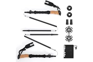 TrailBuddy Foldable Trekking Poles – Ultralight 7075 Aluminum, EVA & Cork Grip Collapsible Hiking Poles – Lightweight Adjustable Walking Sticks for Men, Women, Seniors & Travel