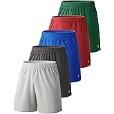 5 Pack Boys Athletic Shorts Mesh Basketball Youth Apparel Kids Sports Active Gear with Pockets