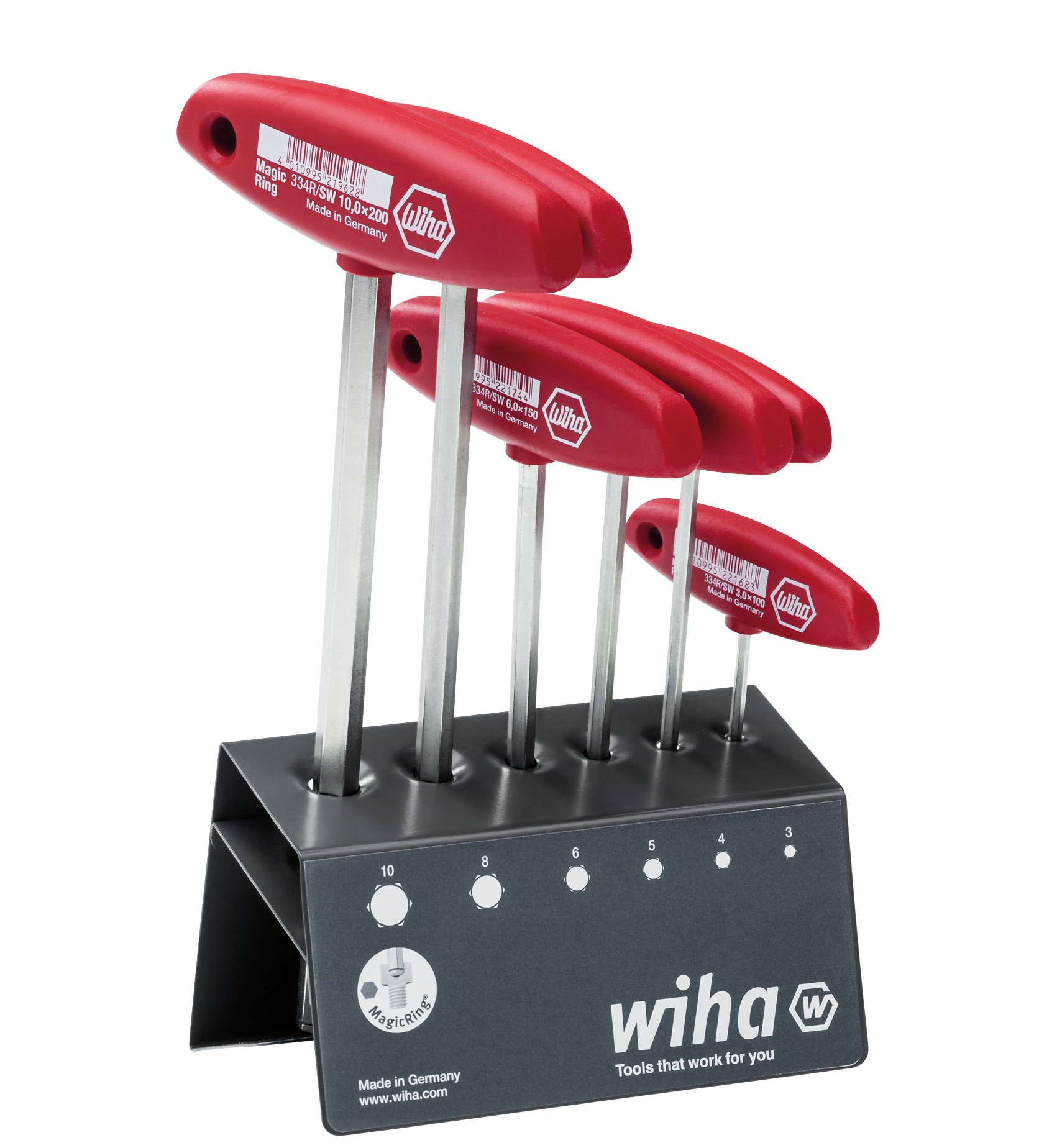 Wiha 334RVB Hex Screwdriver Set with T-Spanner, Red