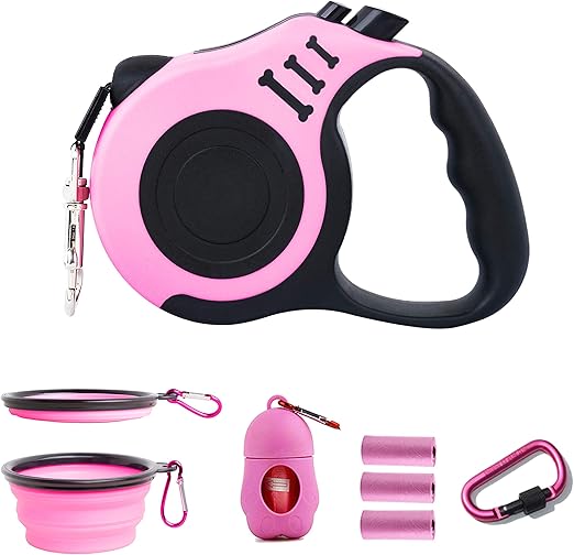 pink retractable dog lead