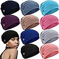 Geyoga 10 Pieces Soft Bouffant Caps with Buttons, Gourd-Shape Caps Stretch Bouffant Hats Unisex Stretchy Headband Turban with Ear Loop Holder Buttons Multicolor
