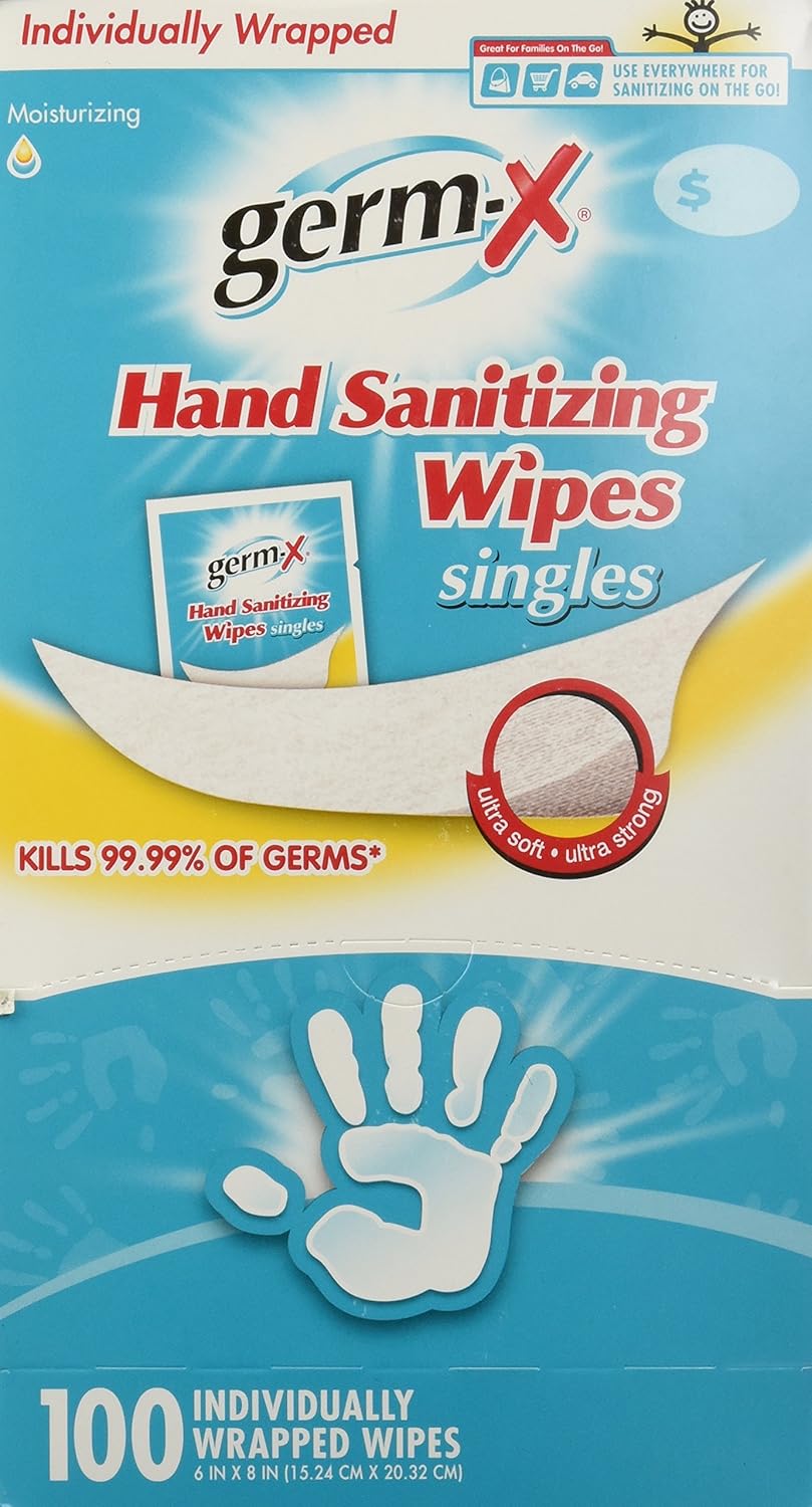 GermX Hand Sanitizing Single Wipes, Individually Wrapped, 100 Count eBay