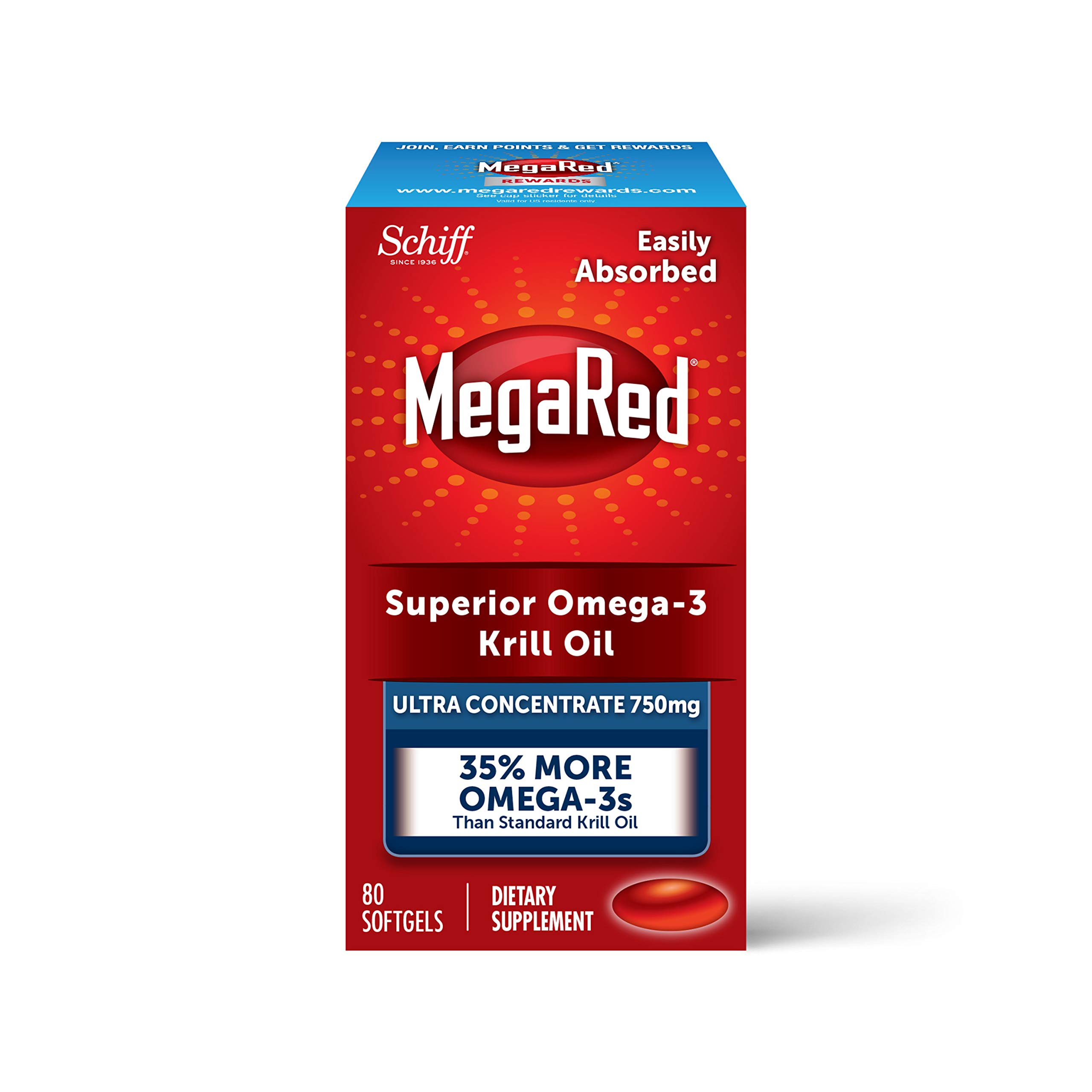 MegaRed Ultra Strength 750mg Omega3 Krill Oil Softgels 80 Count Exp 10
