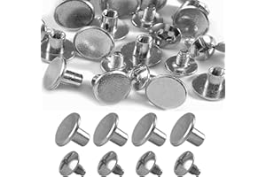 CREEDOX 100 Sets Chicago Screws Silver - 5/16 Inch Zinc Alloy Flat Head Studs Screw Rivets for Leather – Suitable for DIY Leather Crafts, Belts, Handbags & Garments