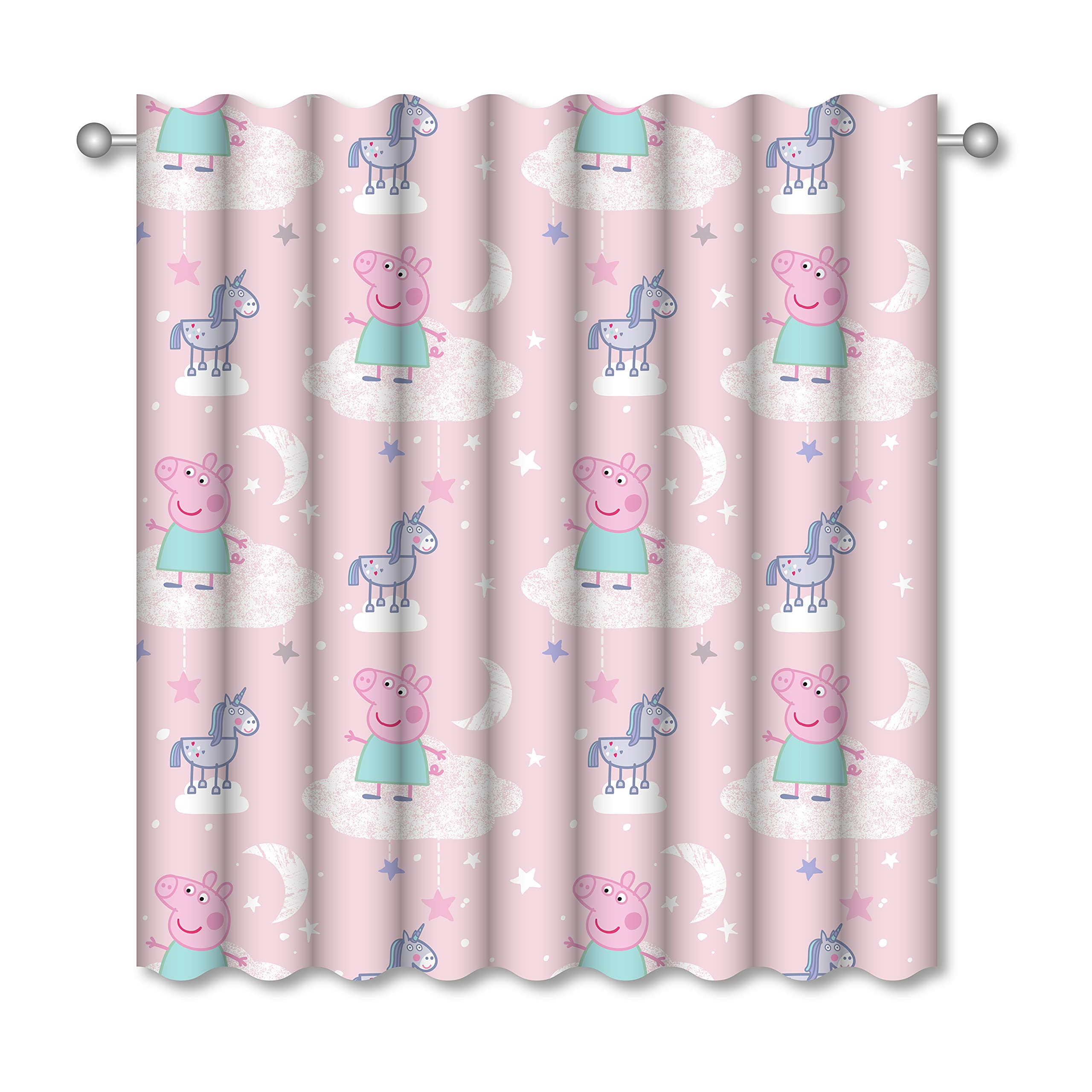 Character World Official Peppa Pig Curtains | Pink Stardust Children’s Bedroom Curtains | Perfect For Any Children’s Bedroom (54 inch)