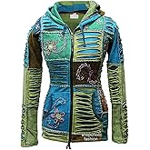 Shopoholic Fashion Women Hippie Floral Embroidery Razor Cut Zip Up Hoodie