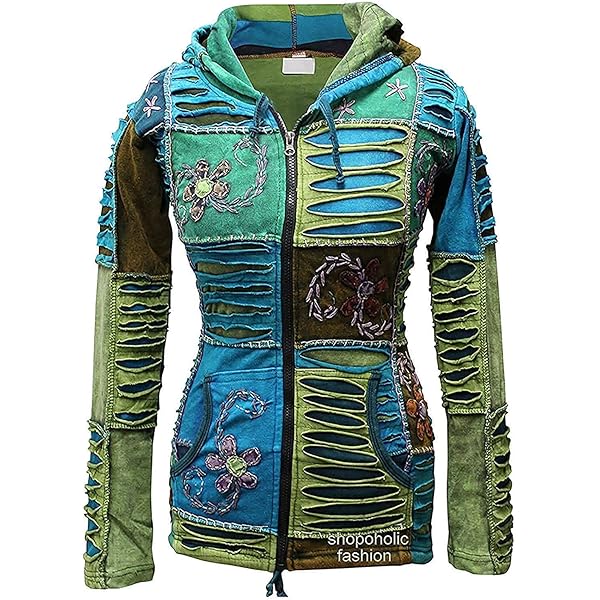 Shopoholic Fashion Fee Love Paix Patchwork Hippie Veste À Capuche