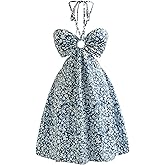 Floerns Women's Floral Halter Neck Vacation Dress Sleeveless Cut Out Boho Cami Dress