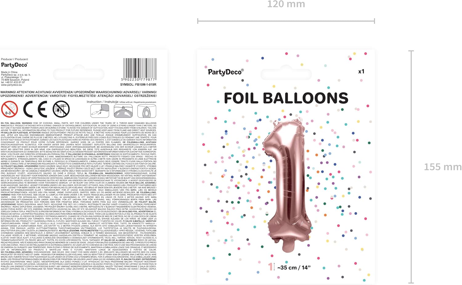 Foil Balloon Number Rose Gold 36 cm - Pink, Rosegoud, Taille Unique - Image 5