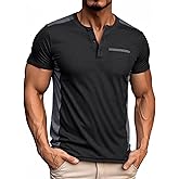 ZITY Men's Henley Shirts Short Sleeve Pocket Shirts for Man Casual Summer Shirts with 3 Buttons