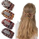 4Pcs Flat Hair Clips Tortoiseshell Claw Clips for Thick Thin Hair Stylish Leopard Hair Clips Jaw Clip for Hair Non Slip Flat Claw Clip for Women