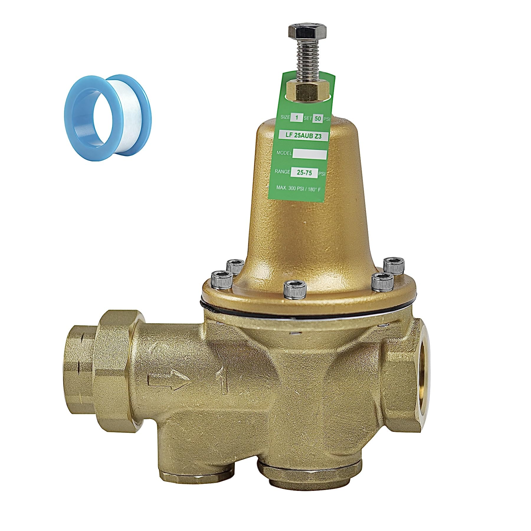 Photo 1 of 2026 Upgraded 1" NPT Water Pressure Reducing Valve, Direct Replacement for LF25AUB-Z3, Adjustable 25-75 PSI, Maximum 300 psi, Lead-Free Cast Copper-Silicon Alloy Construction, Polymer Seat
