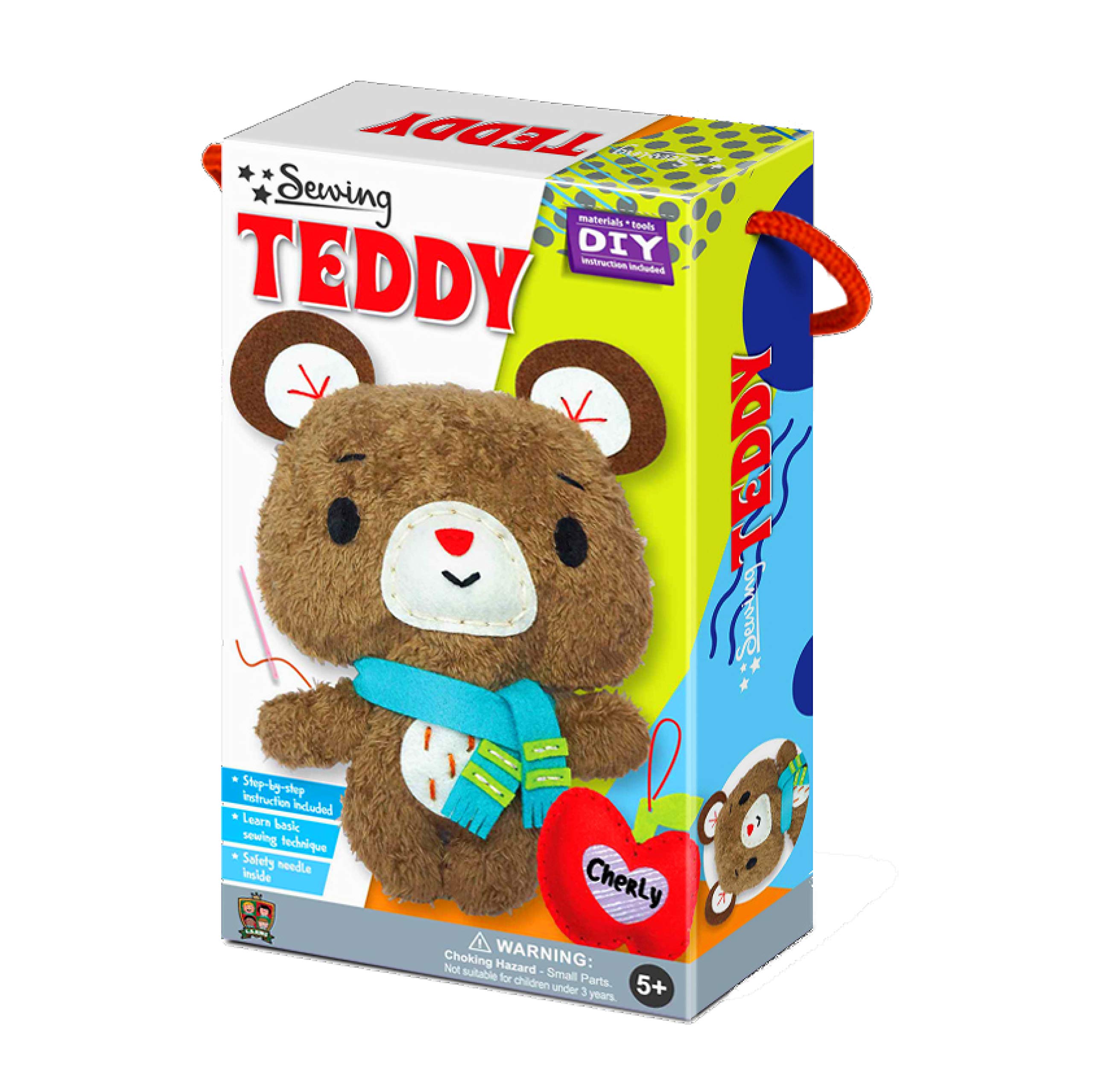 C.S. Kids Magic World DIY Personalised Teddy Sewing Kit |Frist Sewing Arts & Crafts Gifts | Educational Sewing Kit for Kids | Sew Your Own Teddy Bear (Safety Neddle & Instruction Included)