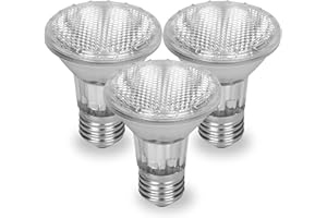 12VMONSTER Par 20 3 Pack FL25 50PAR20/FL 50 Watt Halogen Spot Light Bulb Replacement 120V 130V Base Flood Beam Lighting Range Hood Oven PAR20 Reflector Bulbs Kitchen Bathroom Ceiling Can Lamp 50W E26 3P