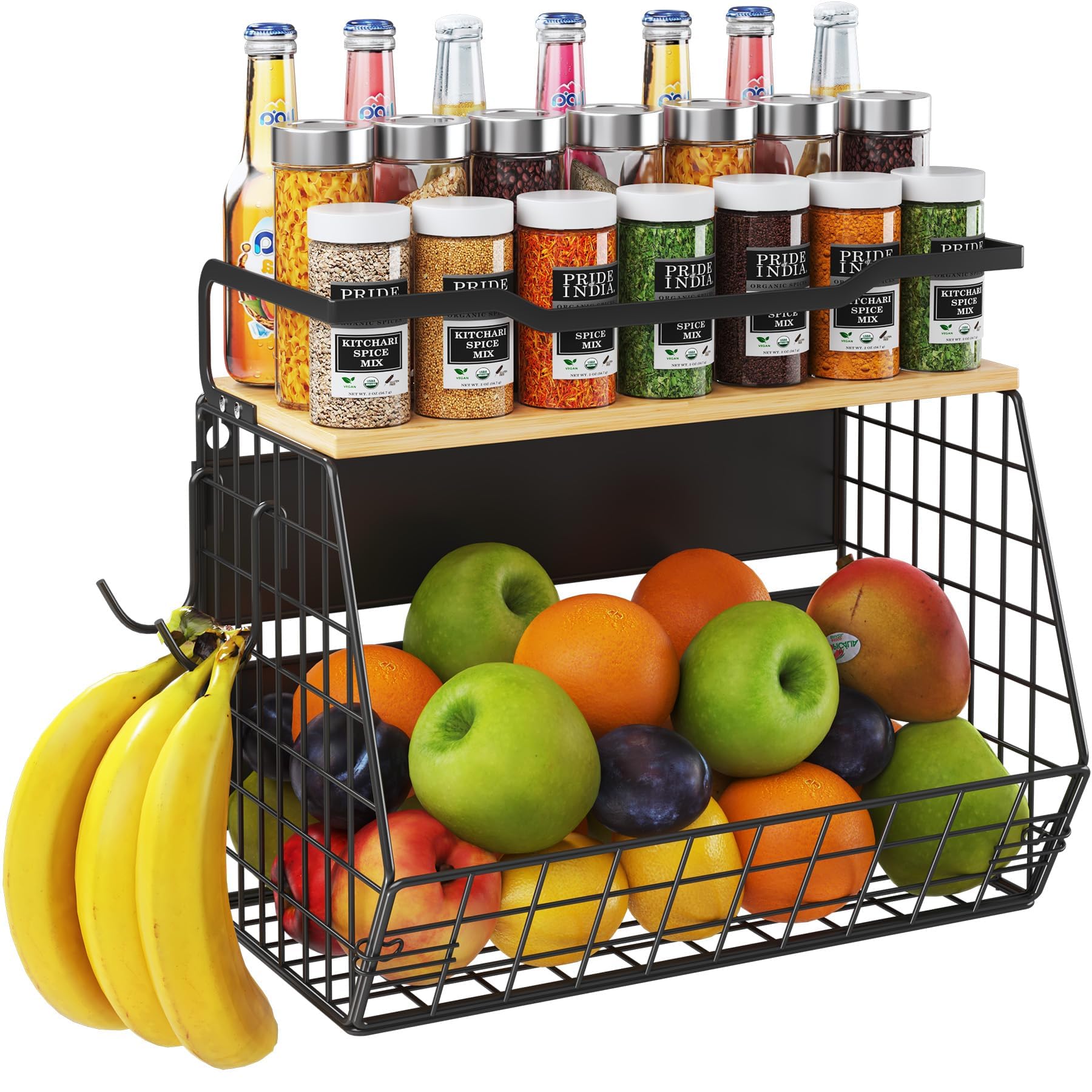 Photo 1 of Magnetic Shelf for Fridge with Wider & Thicker Magnet, 1 Pack Refrigerator Organizer Storage Basket for Fruit, Onion, Potato, Spice Rack, Kitchen, Laundry, Pantry (Black, 13.77" x 6.77" x 11.81")