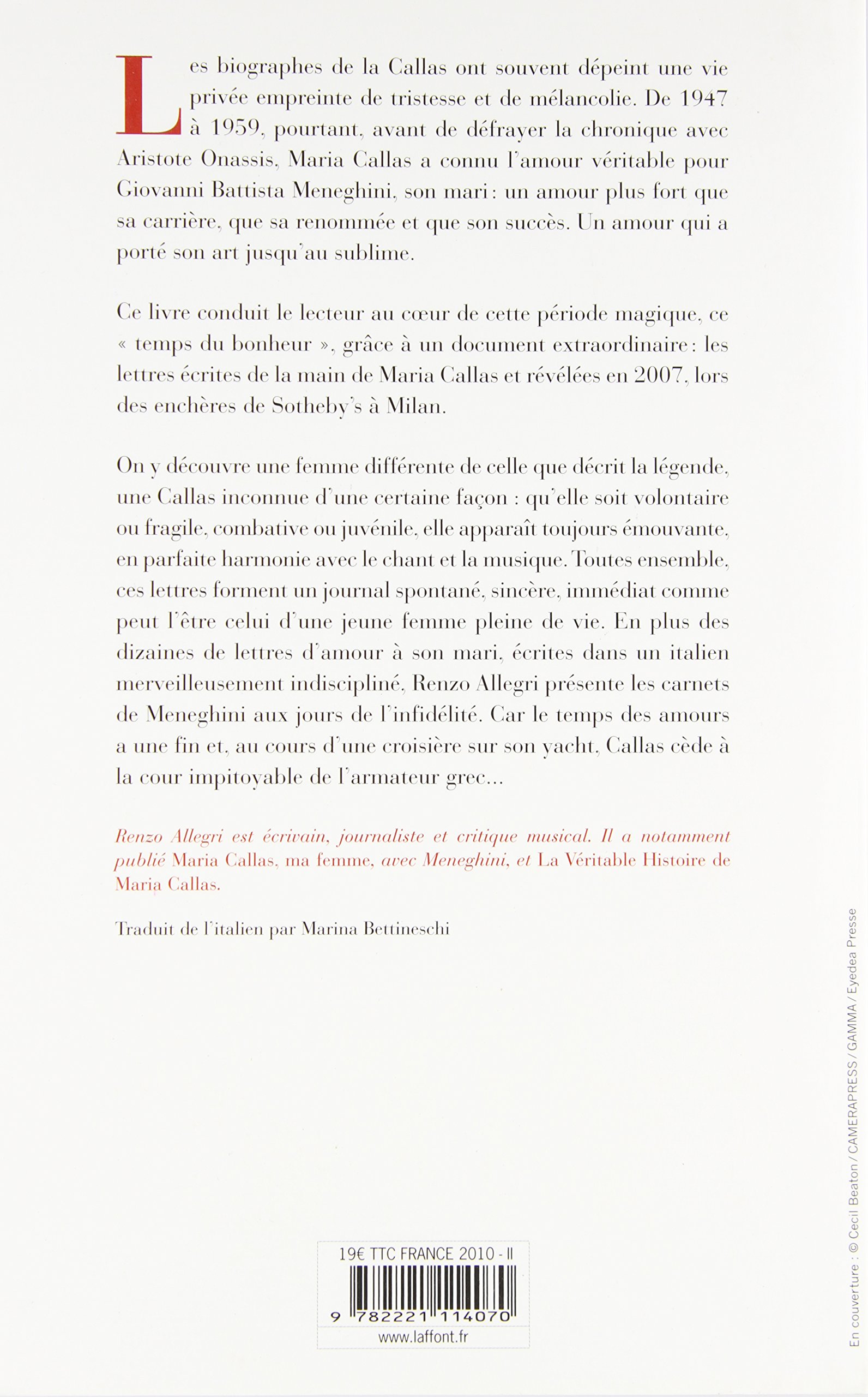 Maria Callas Lettres D Amour Allegri Renzo Bettineschi Marina Amazon Com Books