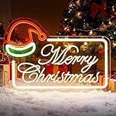 Neon Sign Merry Christmas, White LED Sign for Home Holiday Decor, Dimmable Neon Light for Living Room, Front Door, Window, Wall Decor