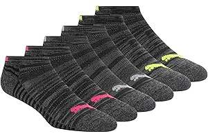 PUMA womens 6 Pack Low Cut Socks, Black/Pink, 9-11