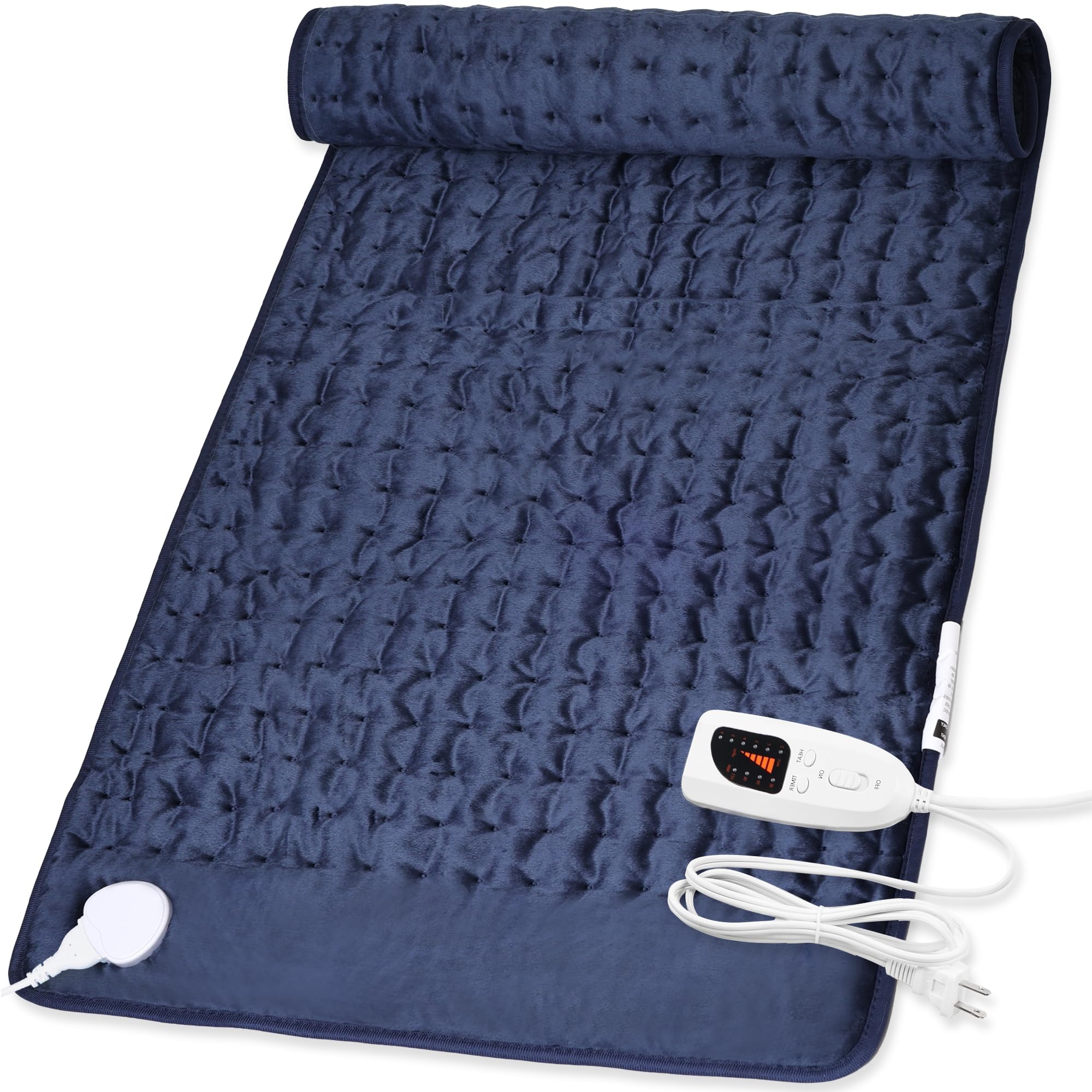 Photo 1 of Heating Pad,Electric Heating Pads for Back,Hot Heated Pad for Abdomen,Shoulder,Knee,Multiple Temp and Auto Shut Off(Navy Blue, 40''×20')